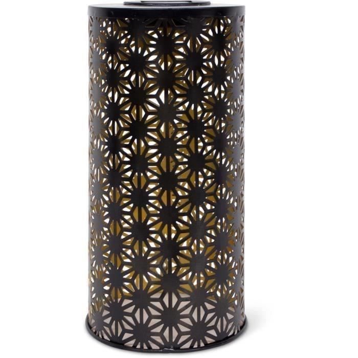 Image of Lampada solare - Colonna GARDEN ID - Oro-Nero 15 H30 cm - Luce da 6 a 8 ore - Tasto on/off - Batteria ricaricabile AAA.