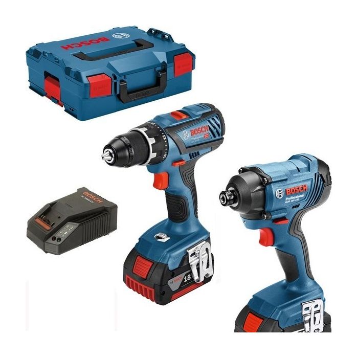 Image of Kit trapano-avvitatore BOSCH GSR 18V-28 + avvitatore a impulsi GDR 18V-160 + 2 batterie da 4,0 Ah - L 06019G5107