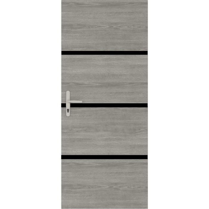 Image of Kit Ristrutturazione Porta - NORDLINGER PRO - 4 Lastre 85 x 50 cm & 3 Profili Neri 85 x 2 cm - Rovere Greige