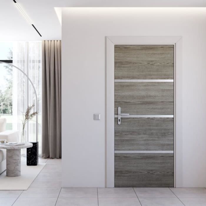 Image of Kit Ristrutturazione Porta - NORDLINGER PRO - 4 Lastre 85 x 50 cm & 3 Profili 85 x 2 cm - Rovere Greige