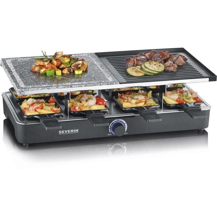 Image of Gril Severin Raclette - RG2376 - 8 persone - Pietra di cottura naturale e piastra reversibile non -stick - termostato regolabile