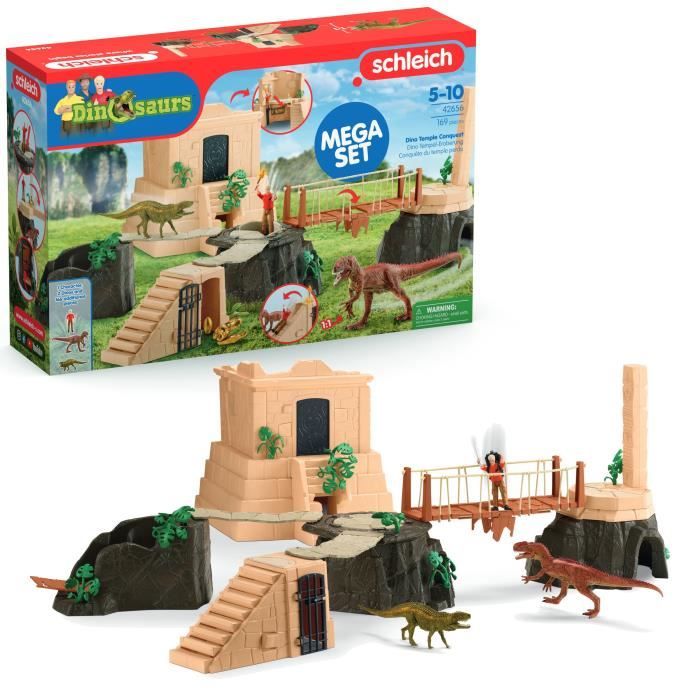Image of Grande conquista del tempio perduto, figurine da gioco, SCHLEICH 42656 Dinosauri, 4 anni
