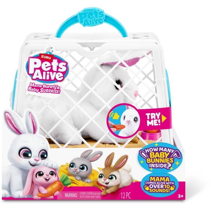 Image of Gioco interattivo - ZURU - PETS ALIVE Mama Bunny & Baby - Coniglietto sonoro - 10 suoni - Surprise Babies