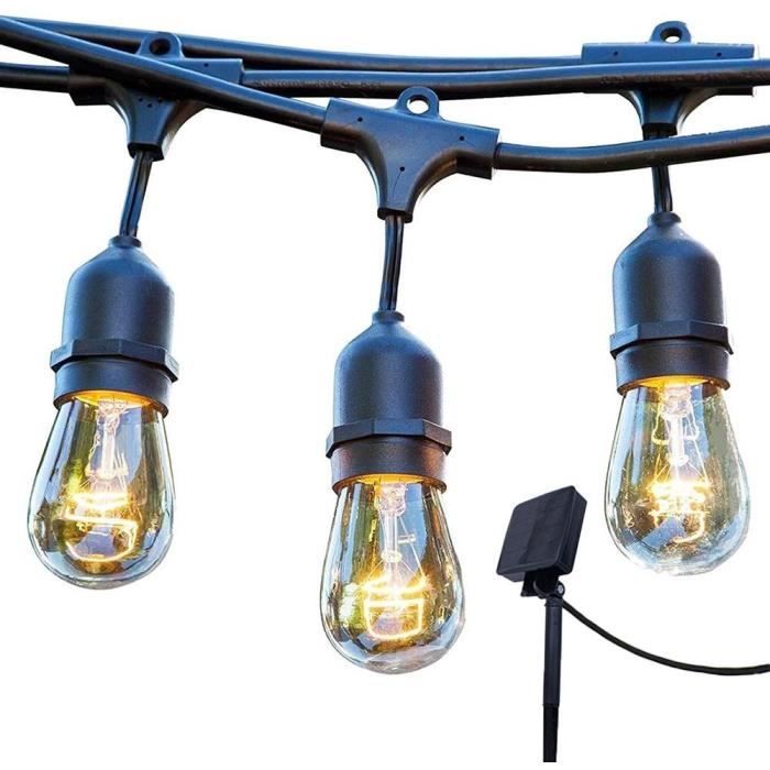 Image of Ghirlanda di luci solari - LUMISKY - MAFY SOLAR - 6,50 m - 10 lampadine a filamento vintage - LED bianco caldo