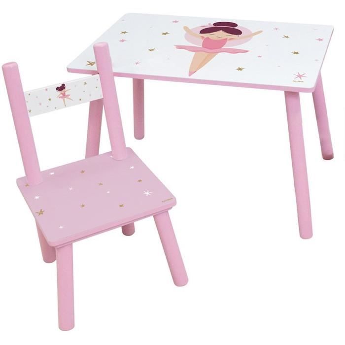 Image of FUN HOUSE Ballerina Ballerina Tavolo H 41,5 cm x L 61 cm x P 42 cm con una sedia H 49,5 cm x L 31 cm x P 31,5 cm - Per bambini