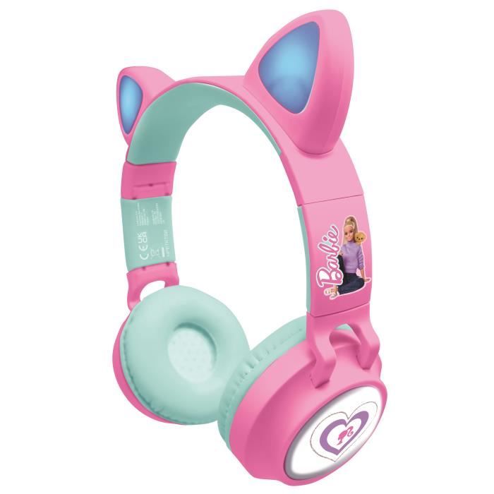 Image of Cuffie Barbie wireless ricaricabili illuminate con orecchie da gatto