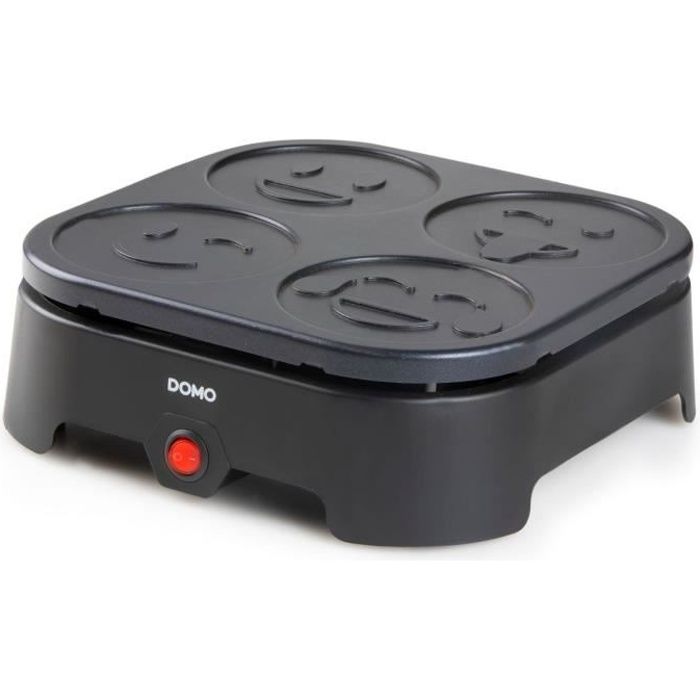 Image of Crépiere Domo - 4 Crepes - Emoji Patterns - Revetement anti -adhesive - 600W - L31 X L34 X H13 CM