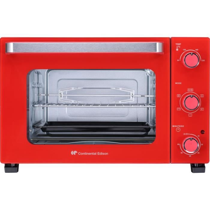 Image of CONTINENTAL EDISON CEMF35R - Miniforno elettrico 35L rosso - 1500W - Girarrosto, Convezione naturale
