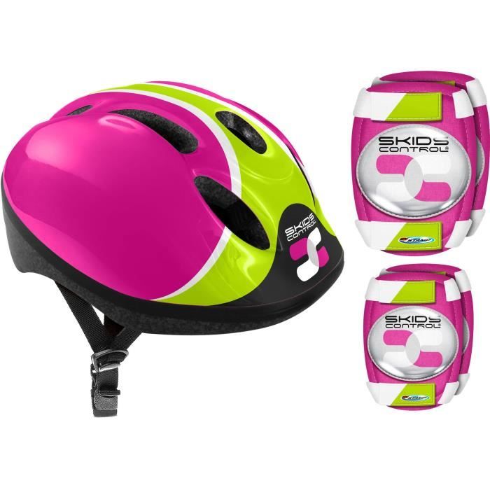 Image of COMBO ROSA (casco + ginocchiere e gomitiere) CONTROLLO SKIDS