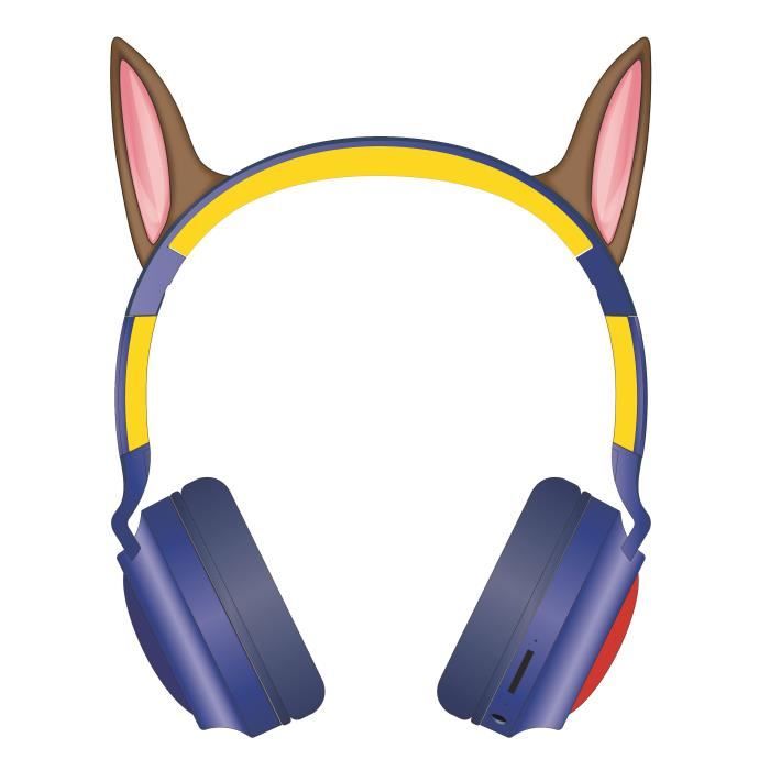 Image of Casco lum. Bluetooth pieghevole e cablato con design 3D delle orecchie di Chase di Paw Patrol con limitazione del volume