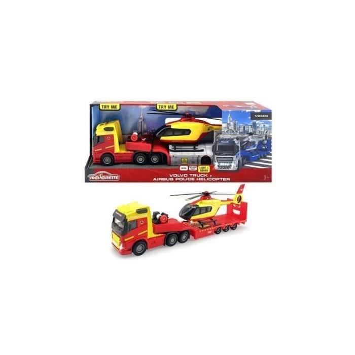 Image of Camion con Elicottero della Polizia Majorette GS 35 cm - MAJORETTE - Bianco - Giocattolo - Misto - 3 anni