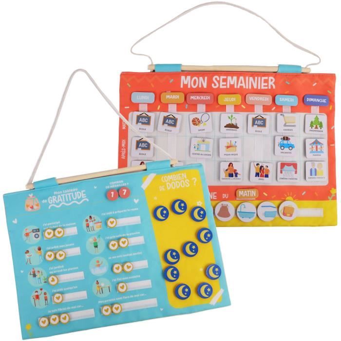 Image of Calendario settimanale della gratitudine per bambini - GIADA - Montessori - Gioco educativo - Umore - Sonno - Gioco per bambini - Design francese