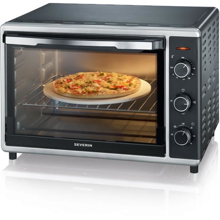Image of Calore del forno mini Severin to2058 Ruota 42 L, pietra per pizza e curve, forno posabile 1.800 W, timer 120 min, acciaio nero/inossidabile