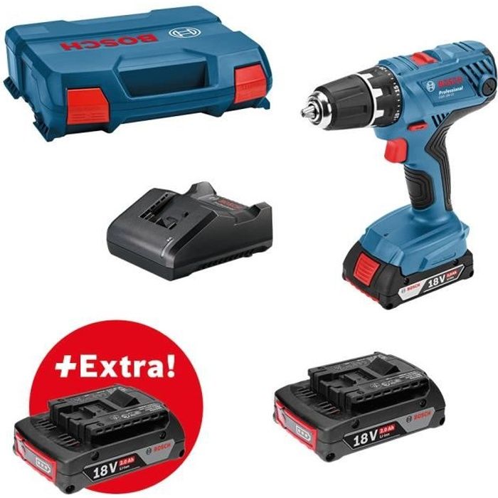Image of Bosch Professional GSR 18V-21 + 3 batterie GBA 18V 2.0AH + Caricatore GAL 18V-20, consegnato in L-Case-0615990L888888