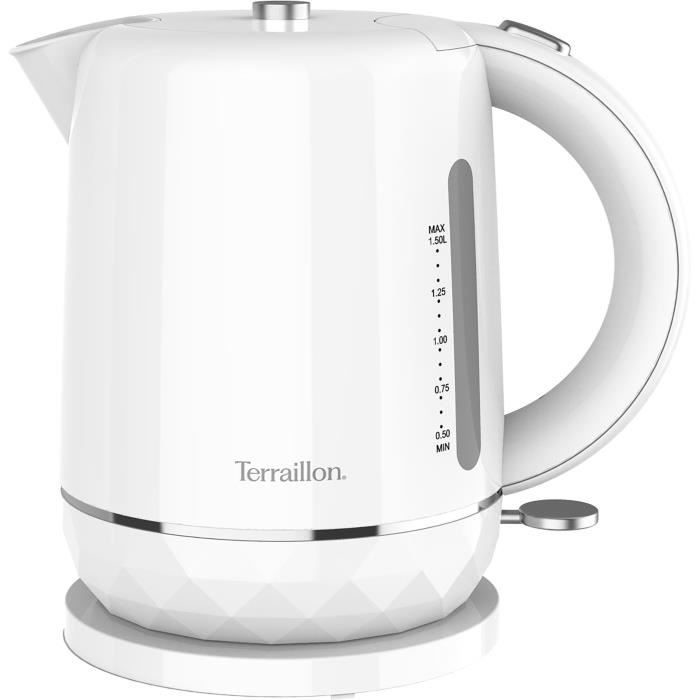 Image of Bollitore elettrico - TERRAILLON 15351 DIAMANT Bianco 1,5 L - 2200 W - Base girevole a 360 - Base rialzata effetto diamante