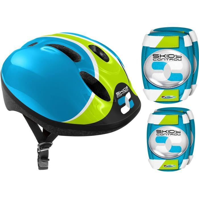 Image of blu COMBO (casco + ginocchiere e gomitiere) SKIDS CONTROL