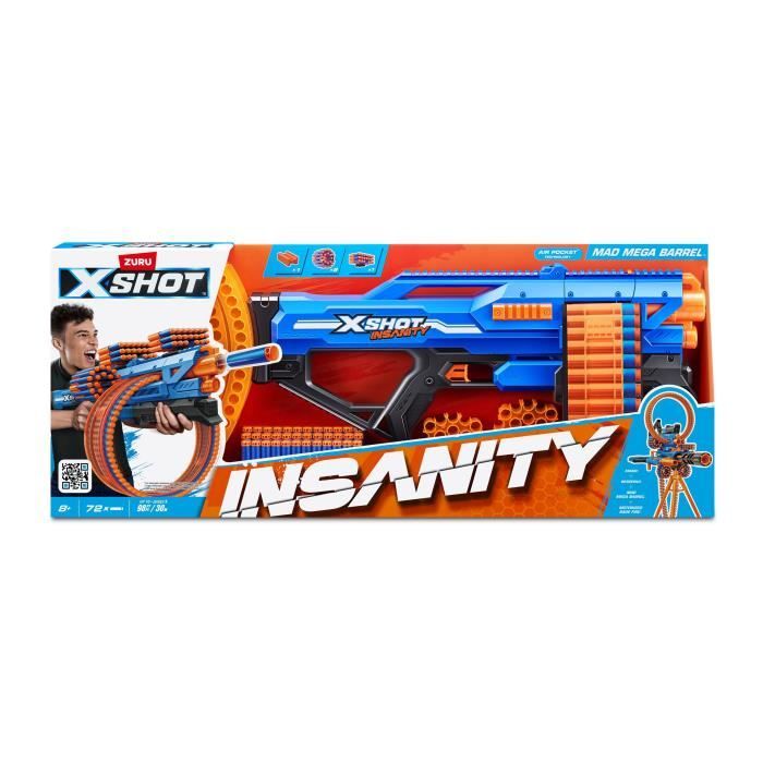 Image of Blaster rotante - ZURU - XSHOT Insanity Mad Mega Barrel - Blaster con canna da 72 dardi e portata di 27 metri