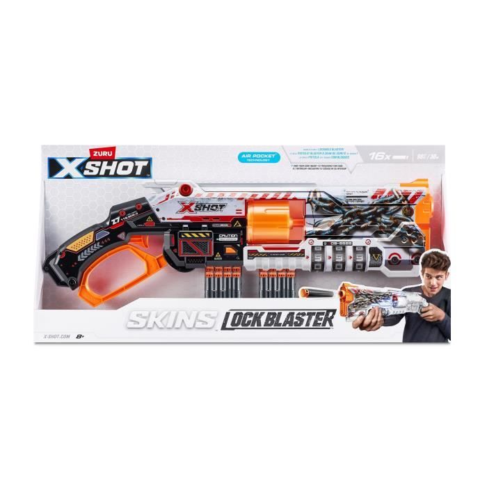 Image of Blaster bloccabile - ZURU - XSHOT Skins Lock Gun - Blaster con combinazione di bloccaggio e canna rotante con 8 dardi
