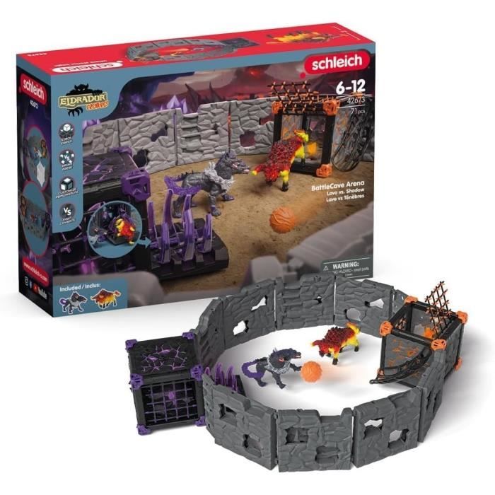 Image of BattleCave Arena: Lava vs Darkness, arena di battaglia per personaggi Eldrador, SCHLEICH 42673 Creature Eldrador, 7 anni