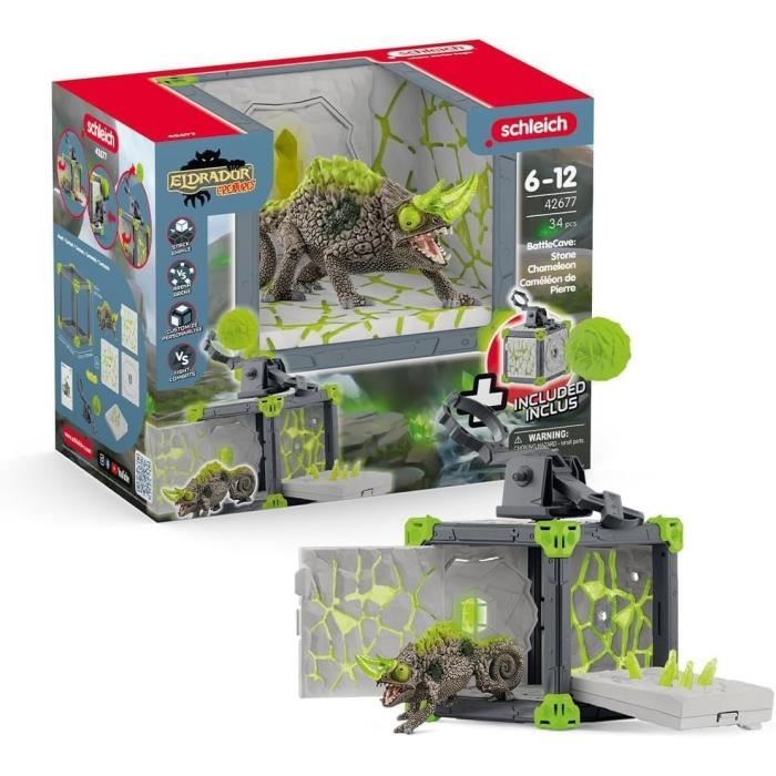 Image of BattleCave Stone Chameleon, estensione arena, SCHLEICH 42677 Creature Eldrador, dai 7 anni in su