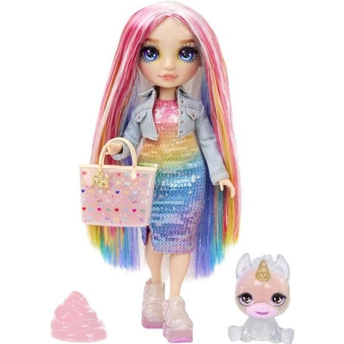 Image of Bambola di Alta Moda Arcobaleno con Kit di Slime e Animale Domestico - Amaya (Arcobaleno) - 28 cm Bambola Glitter con Kit di Slime