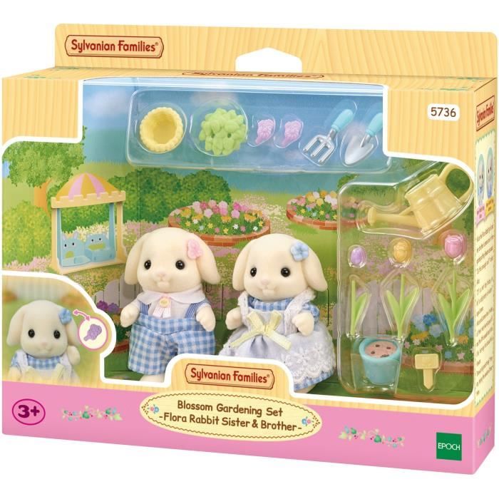 Image of Bambola - SYLVANIAN FAMILIES - Fratello e sorella Coniglio Ariete - Giardinaggio - Articolata - Multicolor