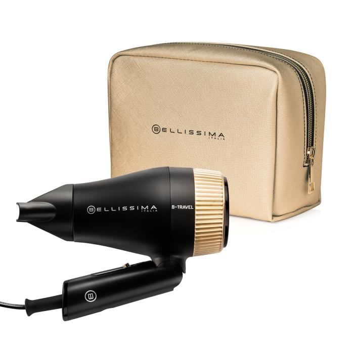 Image of Asciugacapelli - Bellissima - Compatto da Viaggio per Tutti i Tipi di Capelli - Manico Pieghevole - 2 Combinazioni e Custodia da Viaggio - 1400W