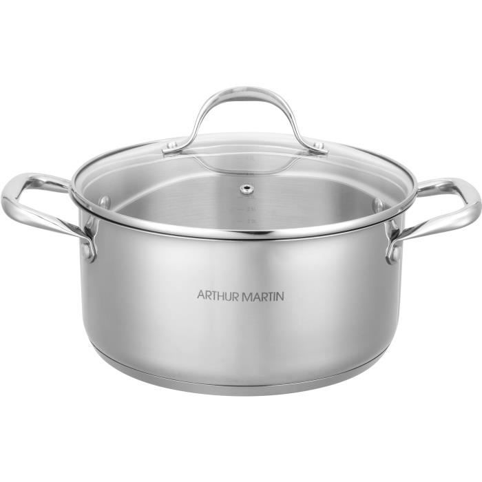 Image of AM3549 Arthur Martin Pentola 24 cm con coperchio Acciaio inossidabile Tutte le fonti di calore compresa l'induzione