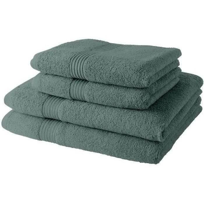Image of 2 asciugamani bagno TODAY 50x90 + 2 teli bagno 70x130 cm 100% Cotone - Celadon
