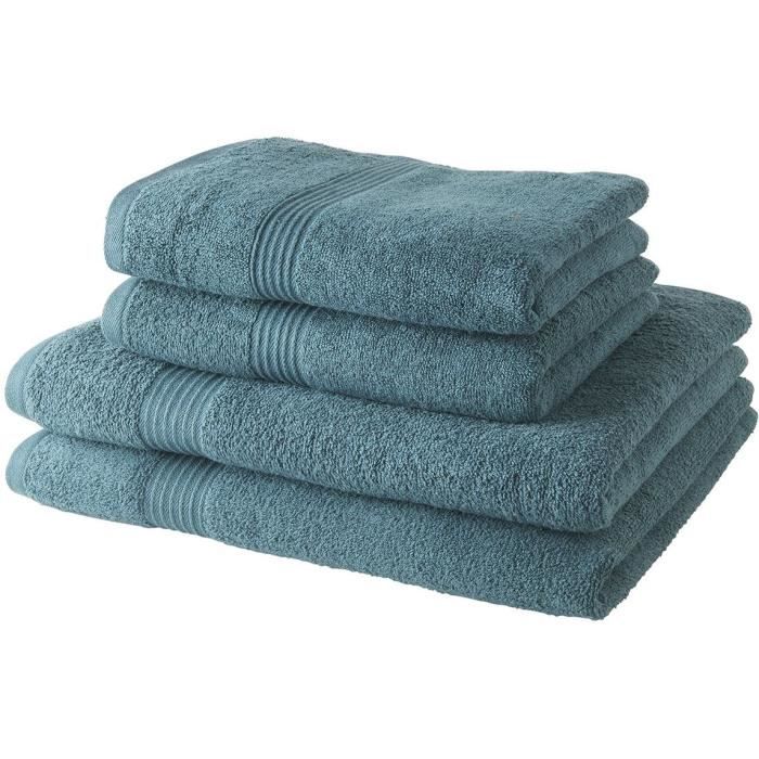 Image of 2 asciugamani bagno TODAY 50x90 + 2 teli bagno 70x130 cm 100% Cotone - Pavone