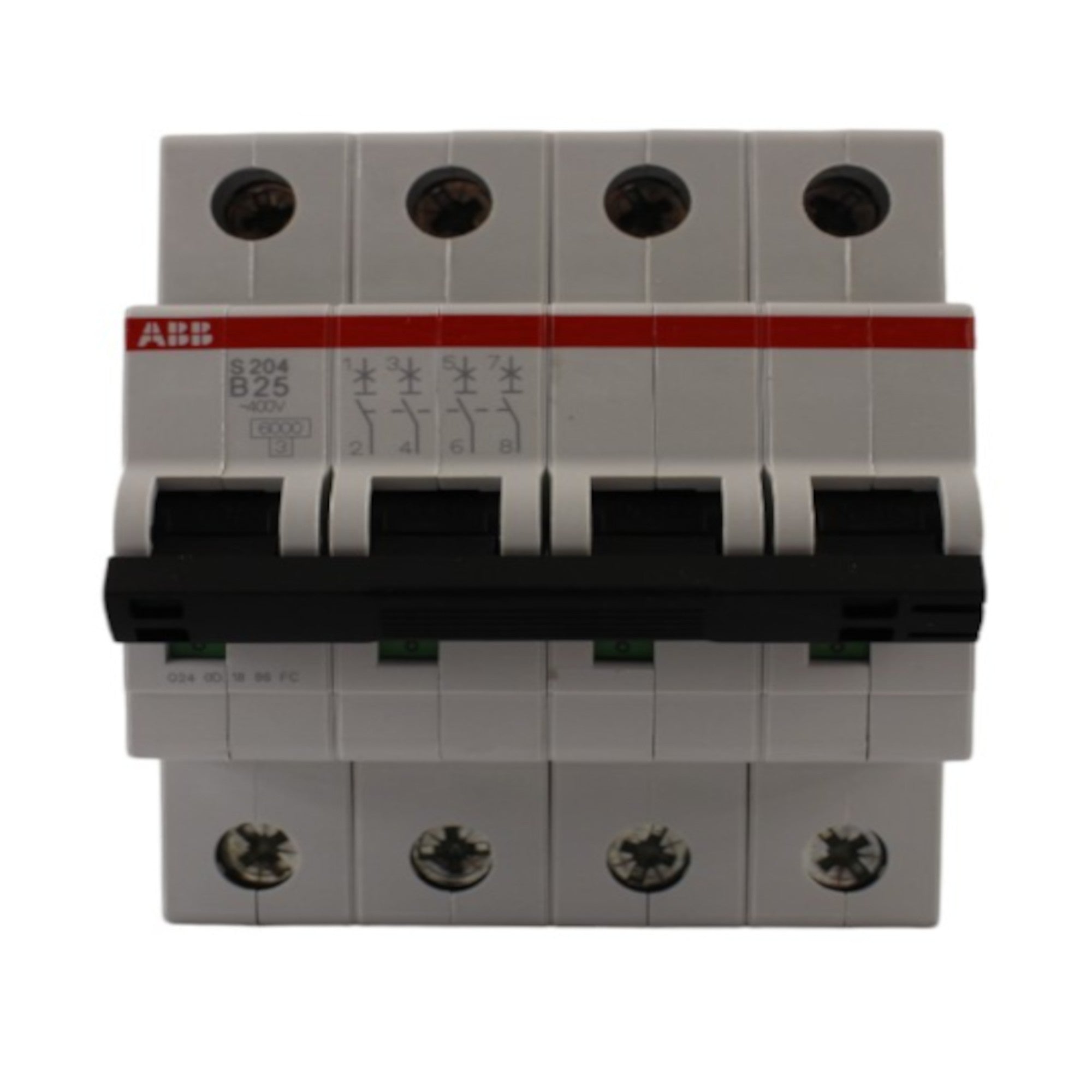 Interruttore magnetotermico 4 poli 4 moduli 25A curva B 6kA ABB