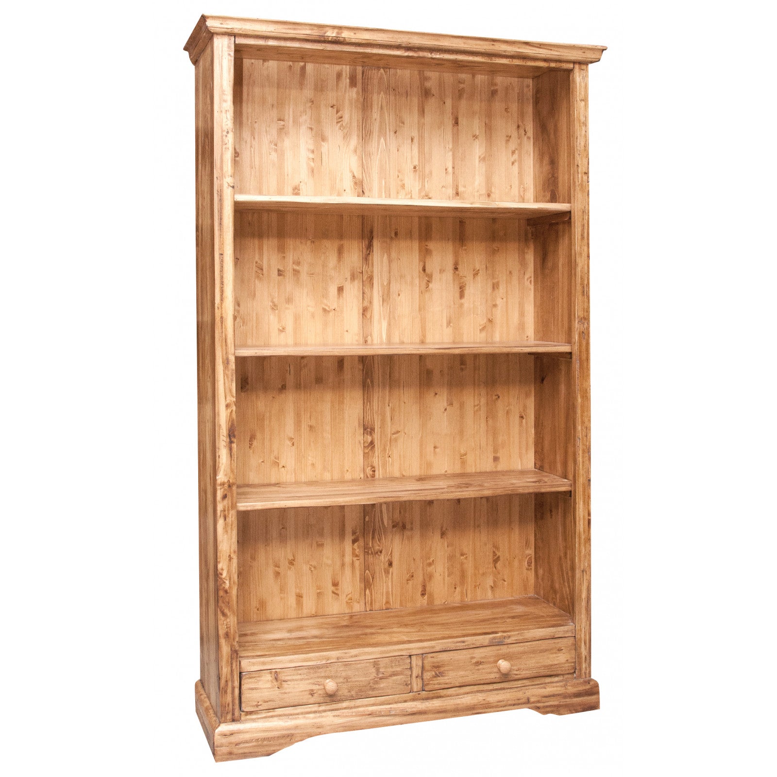 Biscottini Libreria Country in legno massello di tiglio finitura naturale L109xPR36xH180 cm. Made in Italy