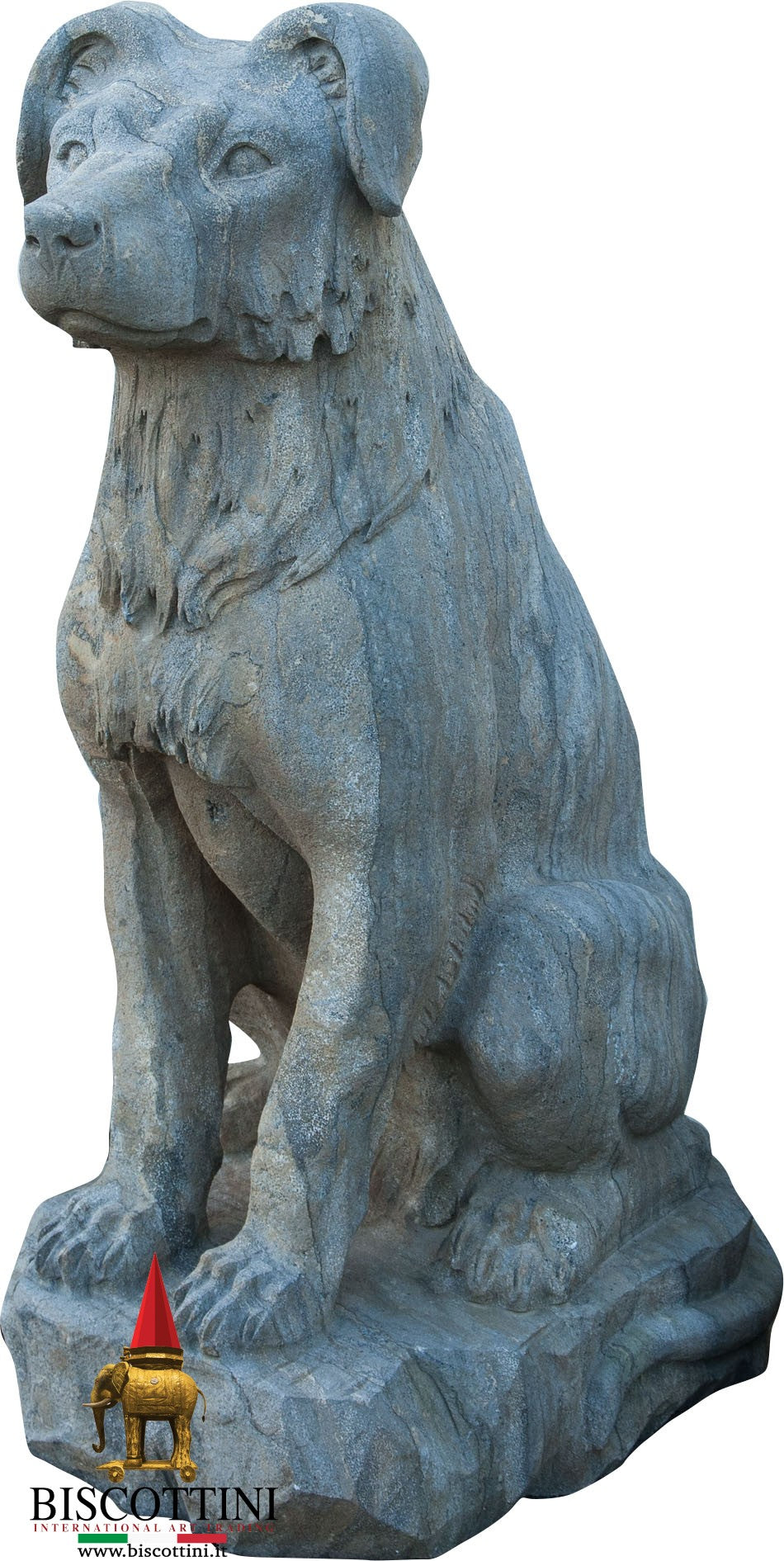 Biscottini Statua in pietra L45xPR55xH100 CM raffigurante border collie, Offerta Speciale