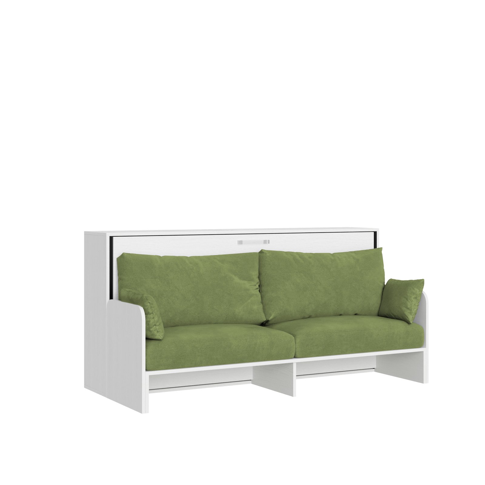 Letto singolo a scomparsa con divano - KANDO Colore Struttura: Bianco Frassino, Materasso: Con Materasso, Colore Divano: Verde