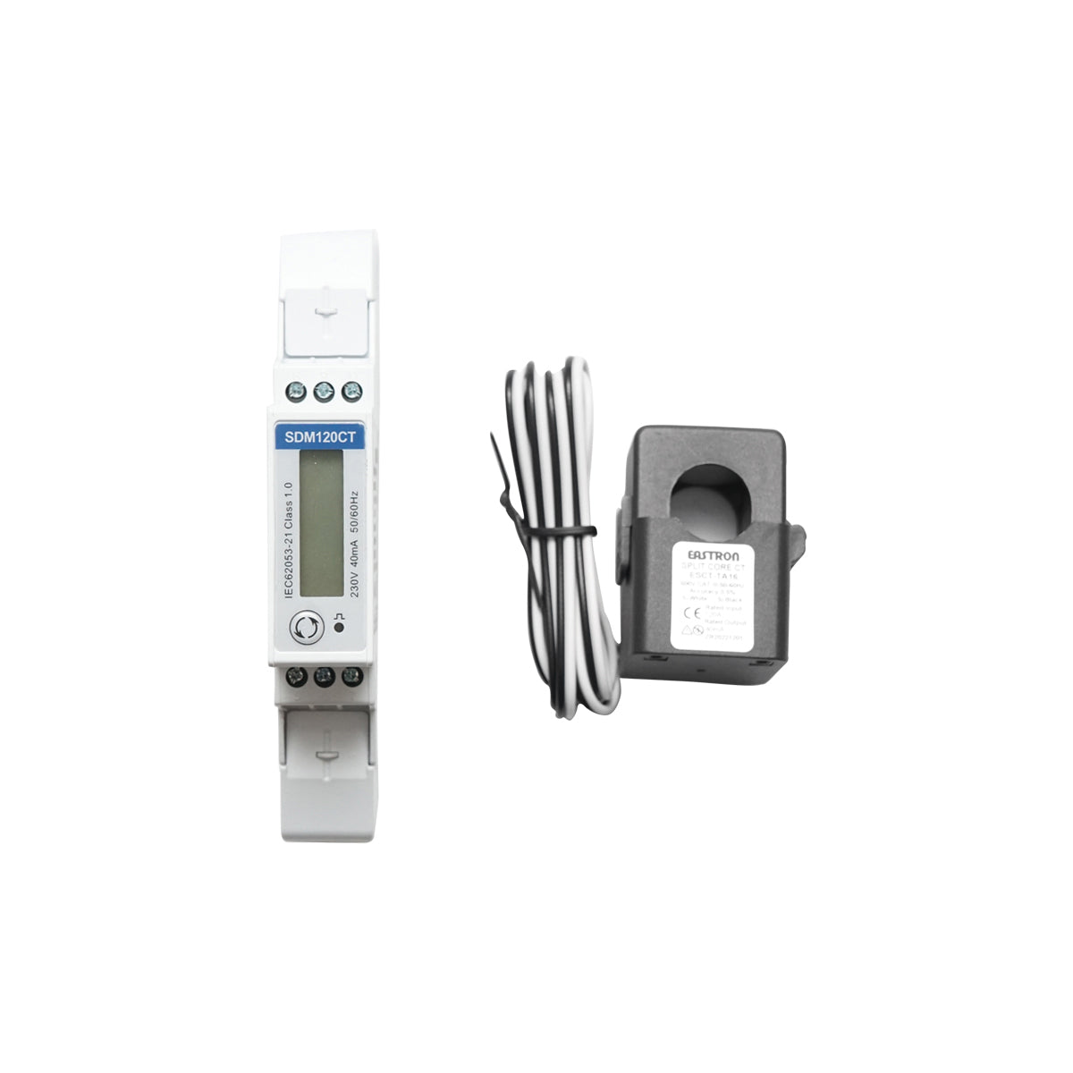 Image of Kit contatore intelligente Deye 220 V, 40 A, monofase con fusibile digitale a nucleo diviso SDM120CT