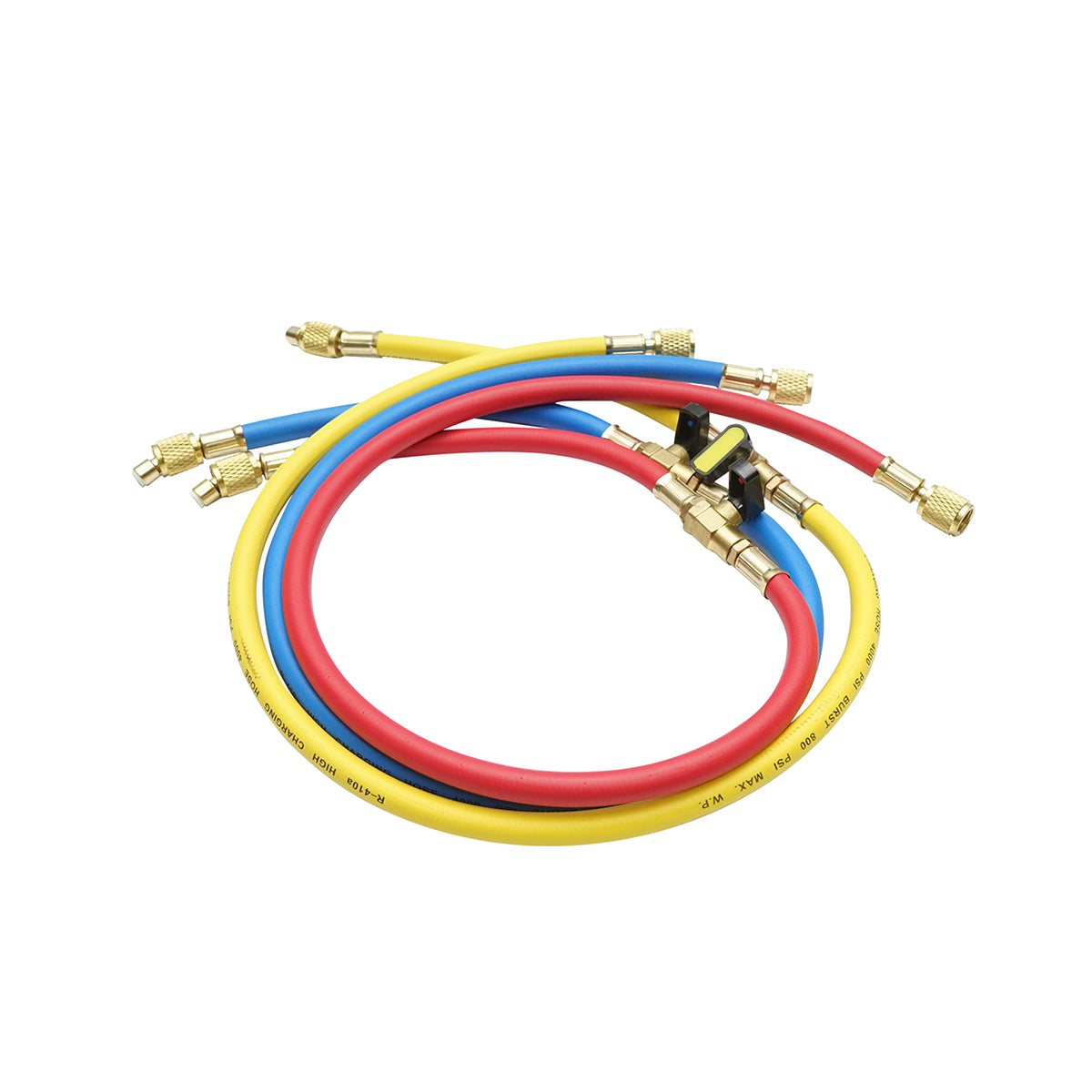 Image of Kit tubo flessibile con rubinetto 90 cm 3 colori per carica freon R-410a