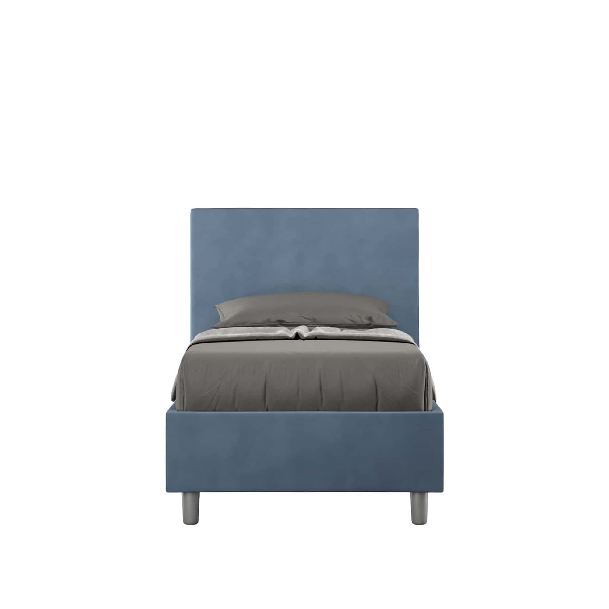 BS COM Letto singolo senza rete imbottito 80x190 microfibra blu