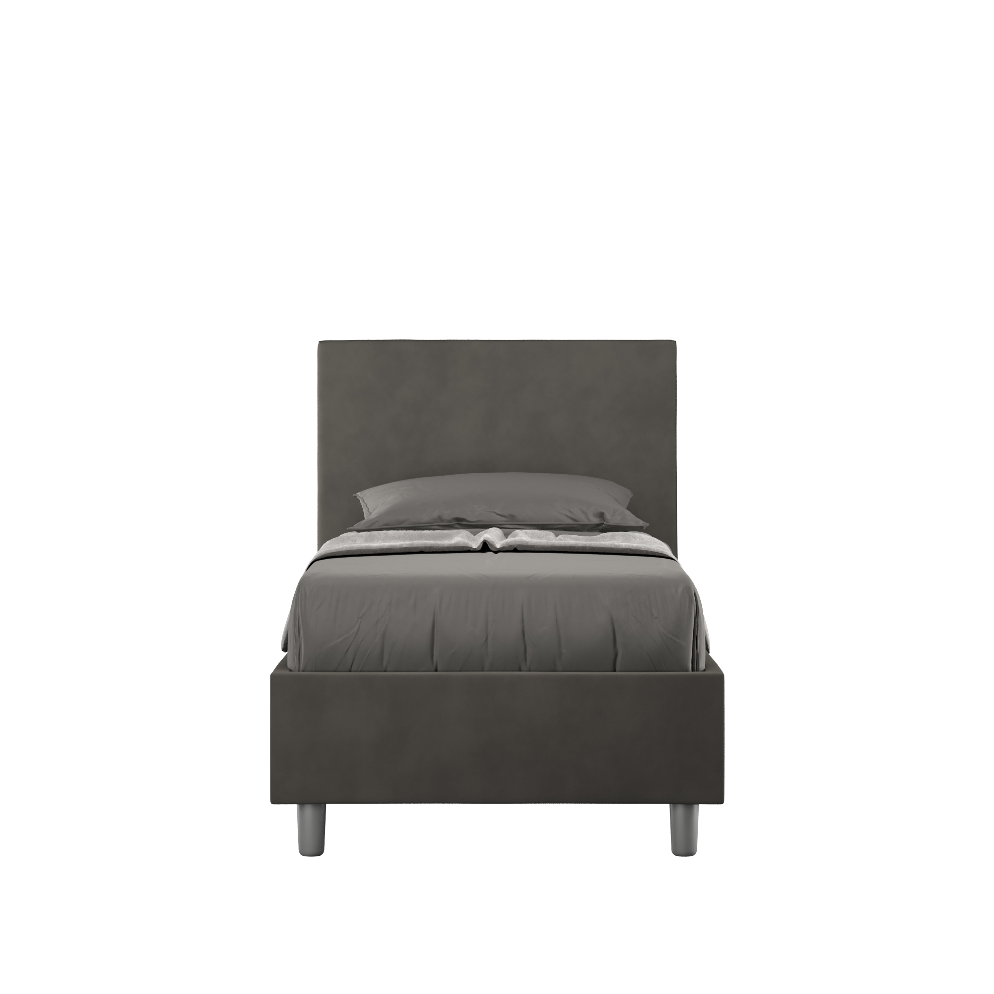 BS COM Letto singolo senza rete imbottito 80x190 microfibra grigio