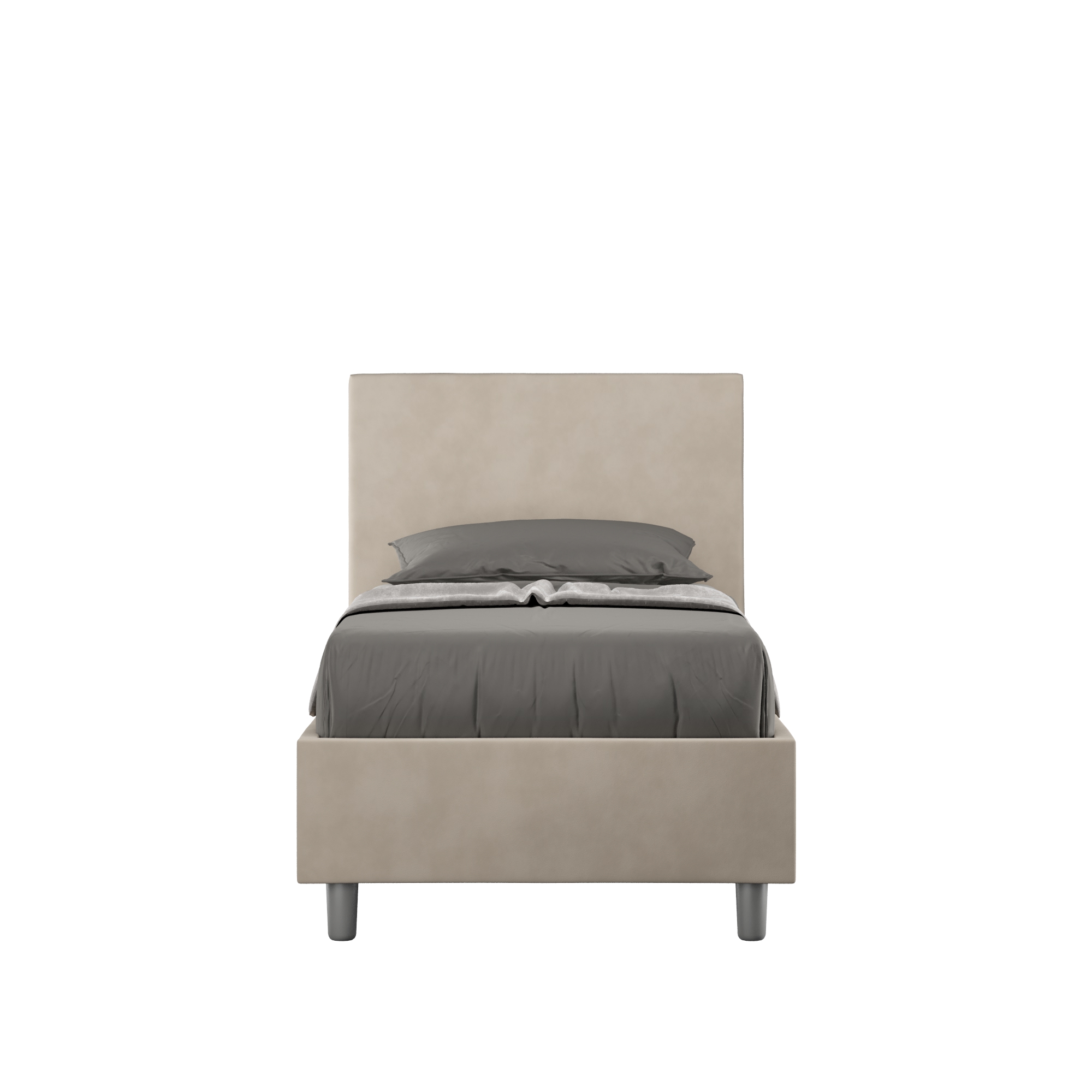 BS COM Letto singolo senza rete imbottito 80x190 microfibra sabbia
