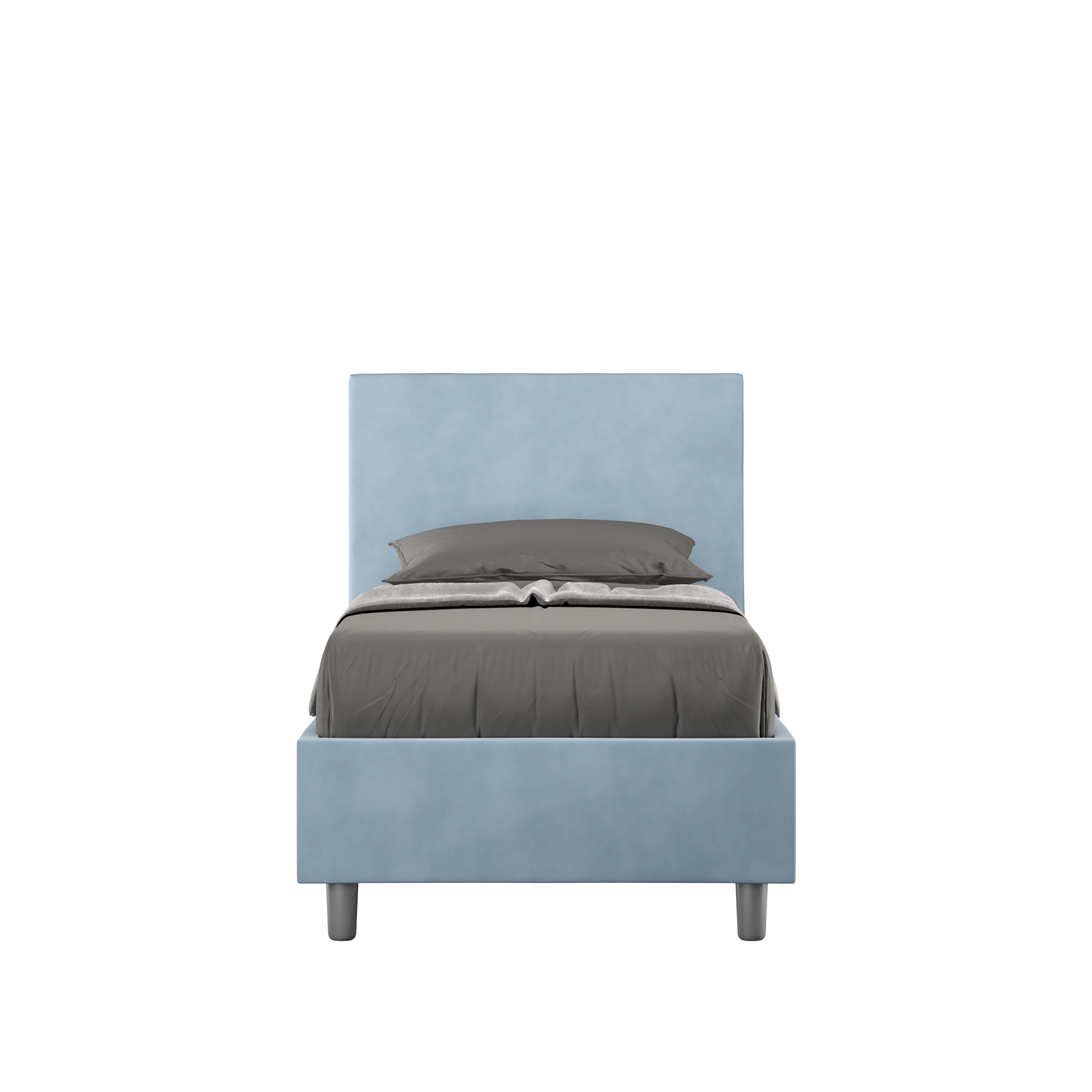 BS COM Letto singolo senza rete imbottito 80x190 microfibra azzurro