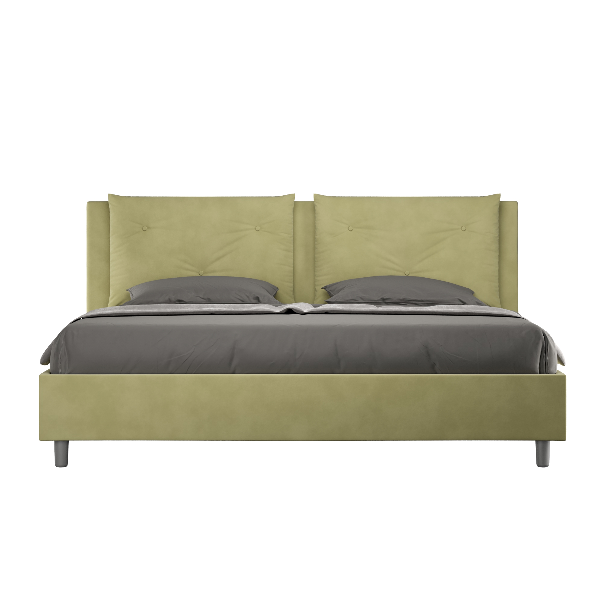 BS COM Letto matrimoniale king size contenitore imbottito 170x190 microfibra tè verde