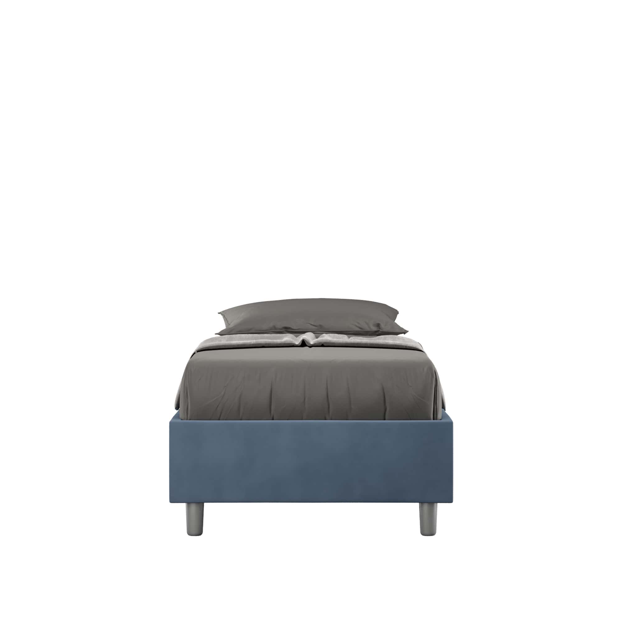 BS COM Letto singolo senza rete imbottito 80x190 microfibra blu