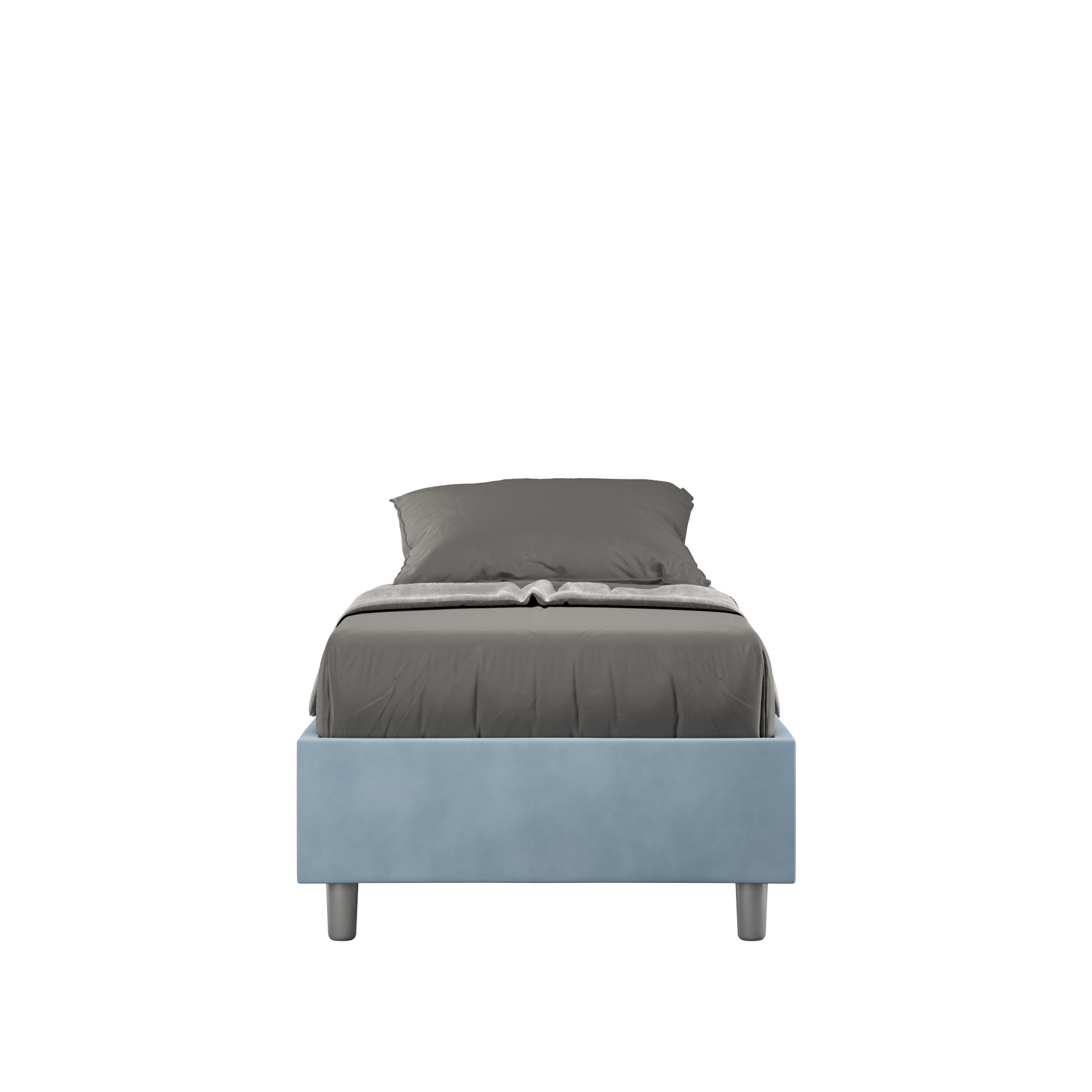 BS COM Letto singolo senza rete imbottito 80x190 microfibra azzurro