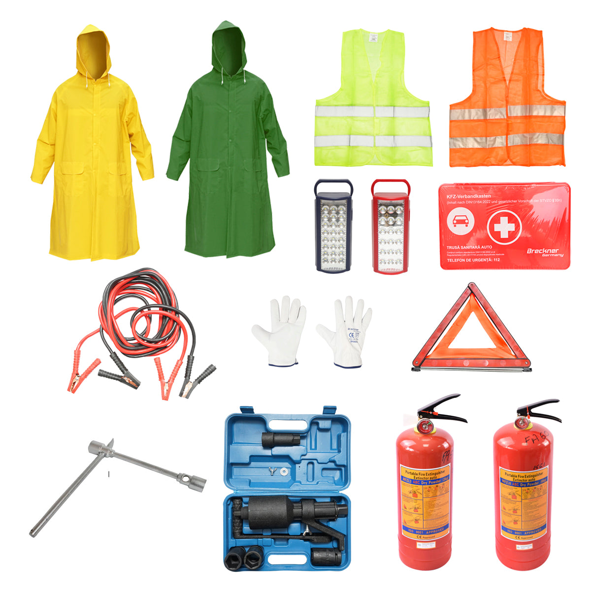 Kit di sicurezza per auto omologato da 15 pezzi, pacchetto legislativo per camion e furgoni