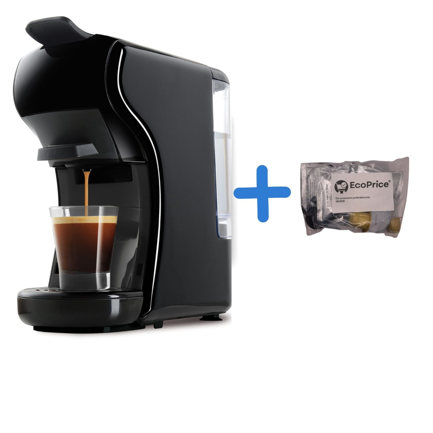 DCG ES6517 - Macchina Del Caffè Universale, serbatoio 0,6 Litri, 19 BAR, 1.450W - NERA+ Omaggio 15 Pz Cialde / Capsule