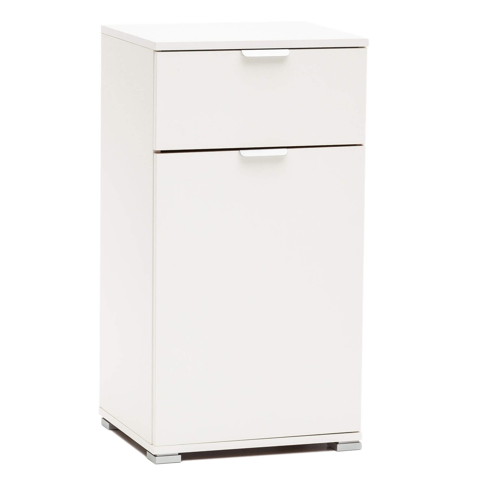 Armadietto da Bagno un anta e un cassetto in Legno Composito cm 45x38x85 - KOLBY Colore: Bianco