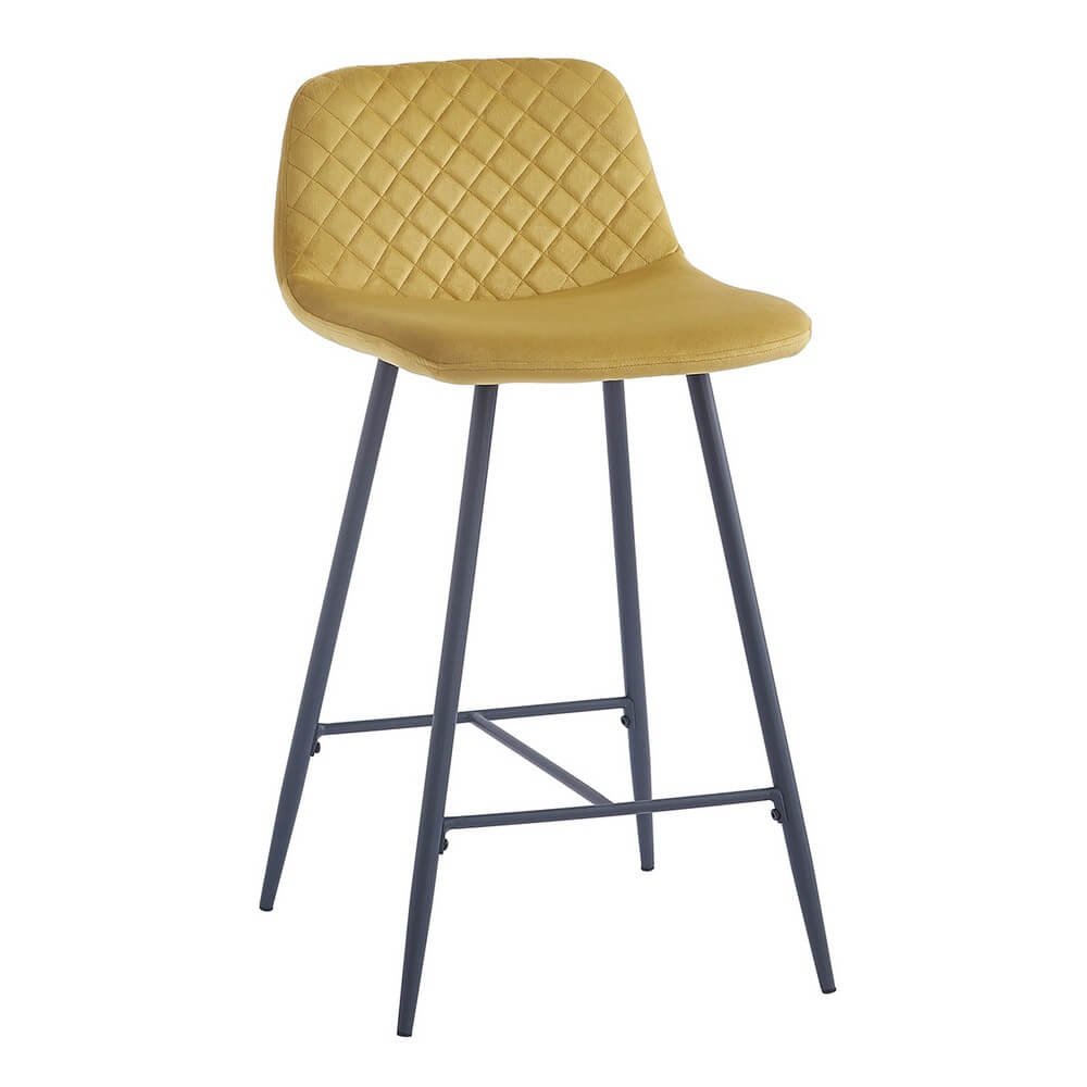 Set di 2 sgabelli cucina in tessuto alti - ELVION Colore: Senape