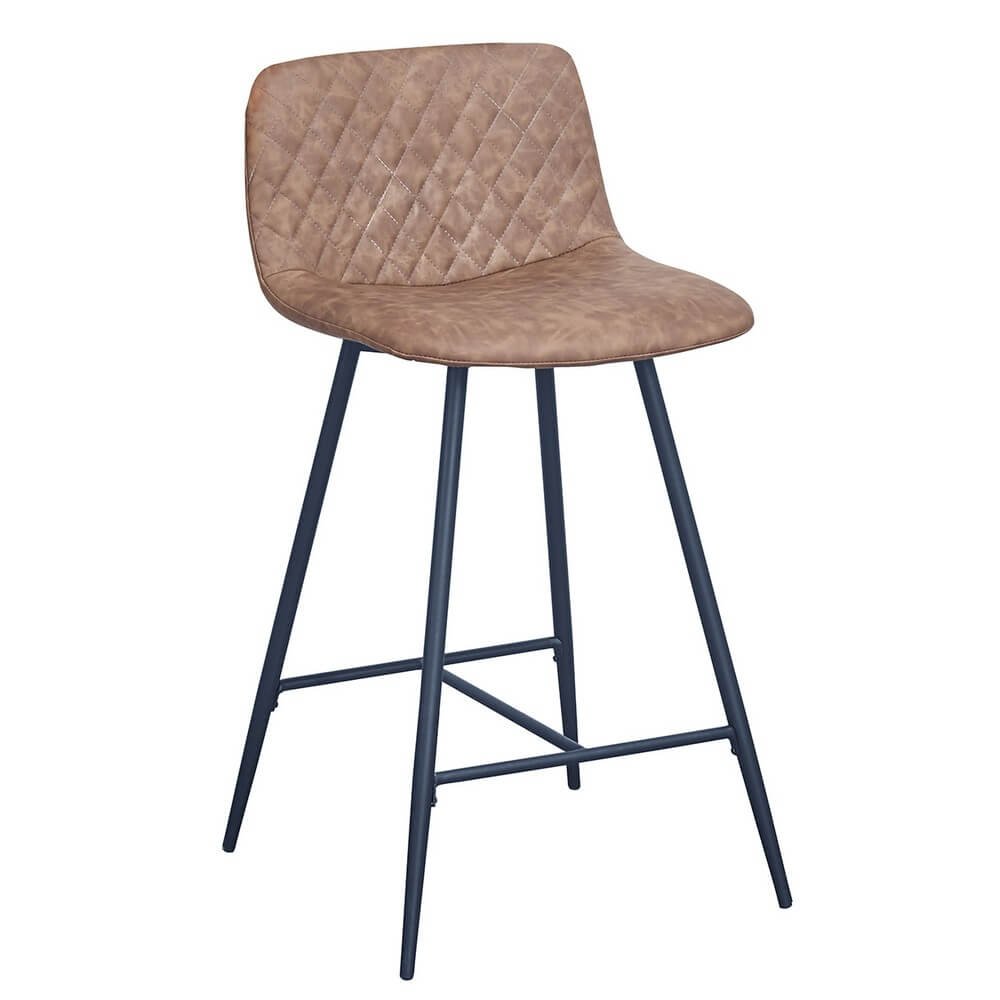 Set di 2 sgabelli cucina in tessuto alti - ELVION Colore: Marrone chiaro