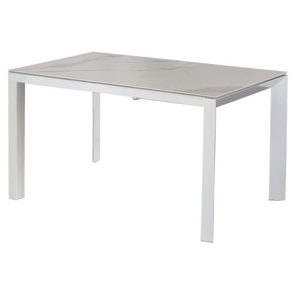 Tavolo da pranzo in gres gambe in acciaio 140/200 - TAREEN Colore: Bianco