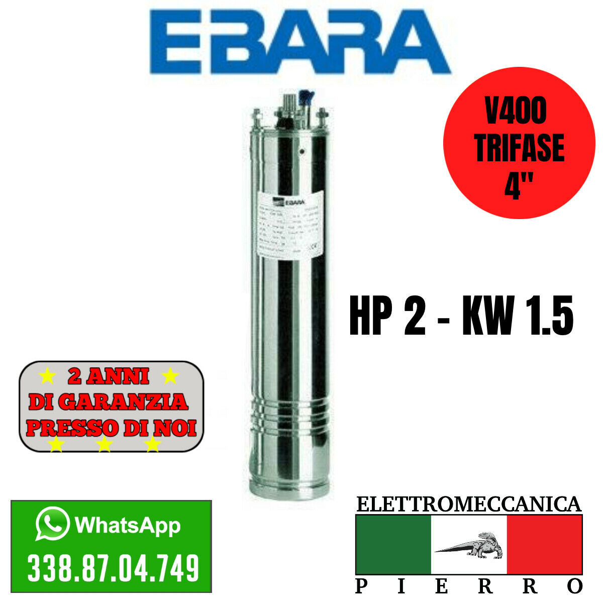 MOTORE PER POMPA SOMMERSA POZZO  4OY 4TRIFASE HP1 1.5 HP2 3 HP4 5.5 7.5 10